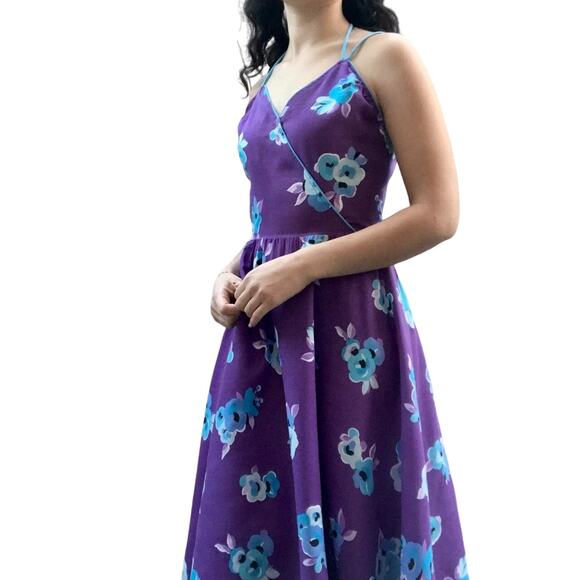 Vintage 60s 70s Dress Womens 11 M Purple Floral MCM Housewife Babydoll Frock - Picture 4 of 16